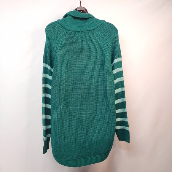 St. John's Bay Women's Green Striped Turtle Neck Sweater Size XL - Picture 2 of 9